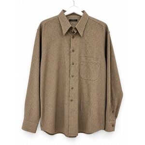 Mark Shale Men's Brown Houndstooth Button Up Long Sleeve Shirt Large New L300